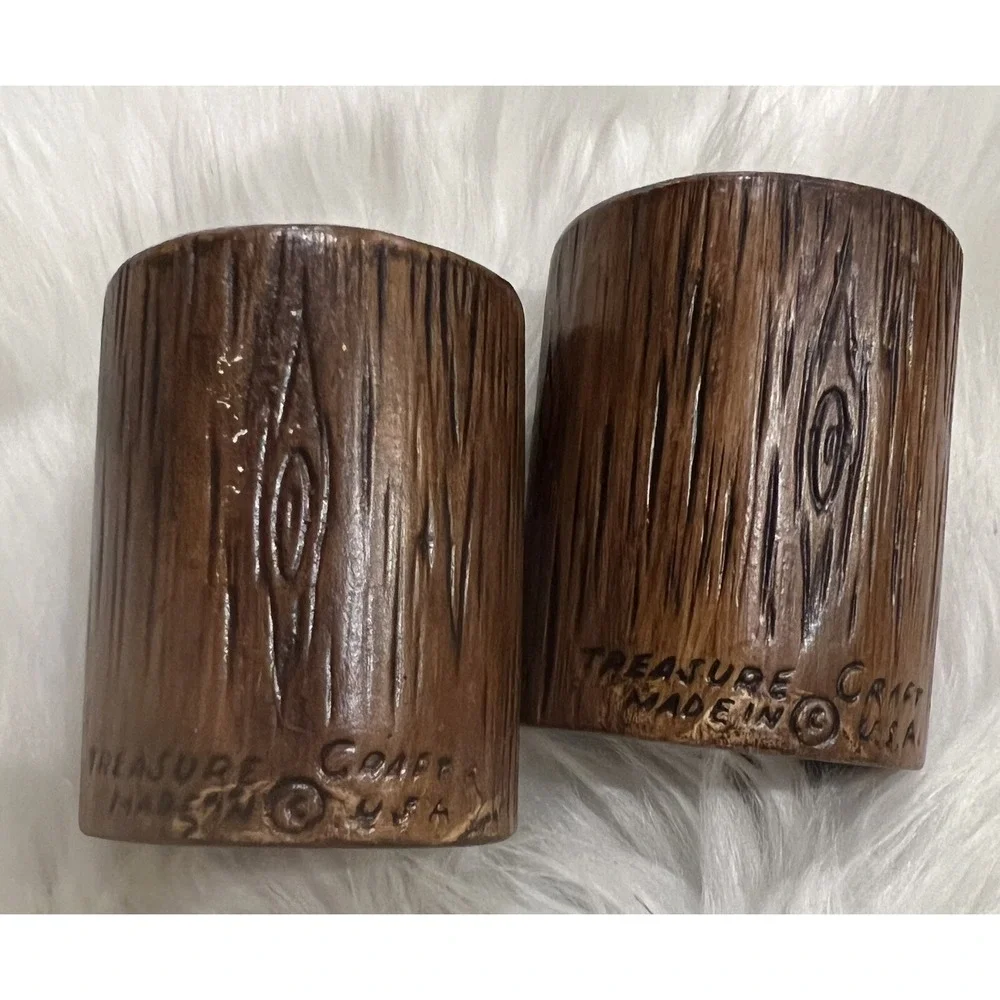 Treasure‎ Craft VTG 1970's Salt and Pepper Shakers Yellow Apple Pear Wood Tiki